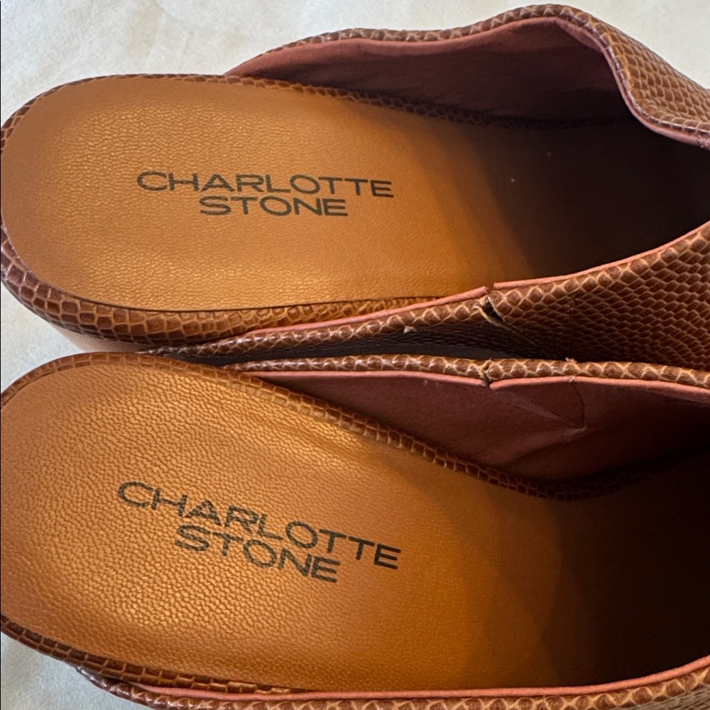 Like new! Charlotte Stone Textured Platform Clogs, sz 8 - Picture 2 of 5